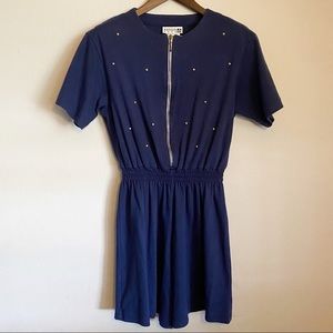 Vintage Half Zip Long Inseam Elastic Waist Romper